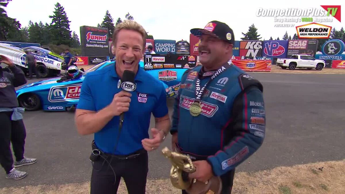 Competition Plus frame of Matt Hagan's FOX winner interview